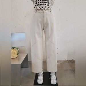 NOMIA NYC Sz 30 Paneled Wide Leg Jeans In Ecru new without tag Designer